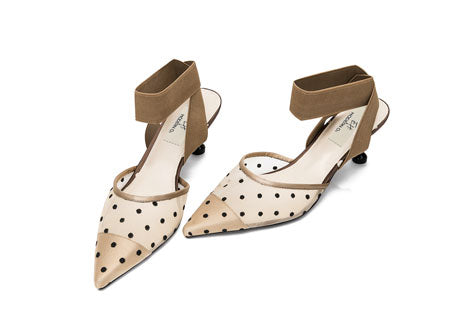 E.H Cross Elastic Polka Dot Heel