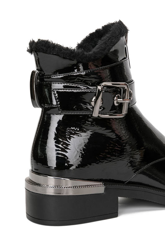 E.H V-Shape Strappy Ankle Boot with terry lining