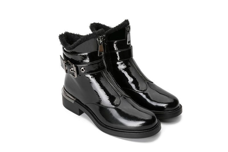 E.H V-Shape Strappy Ankle Boot with terry lining