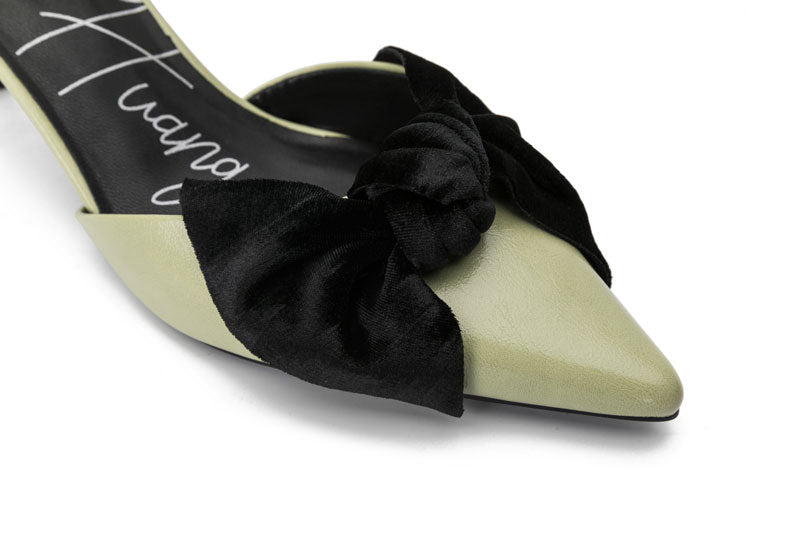 E.H Y-Back Velvet Bow Heel