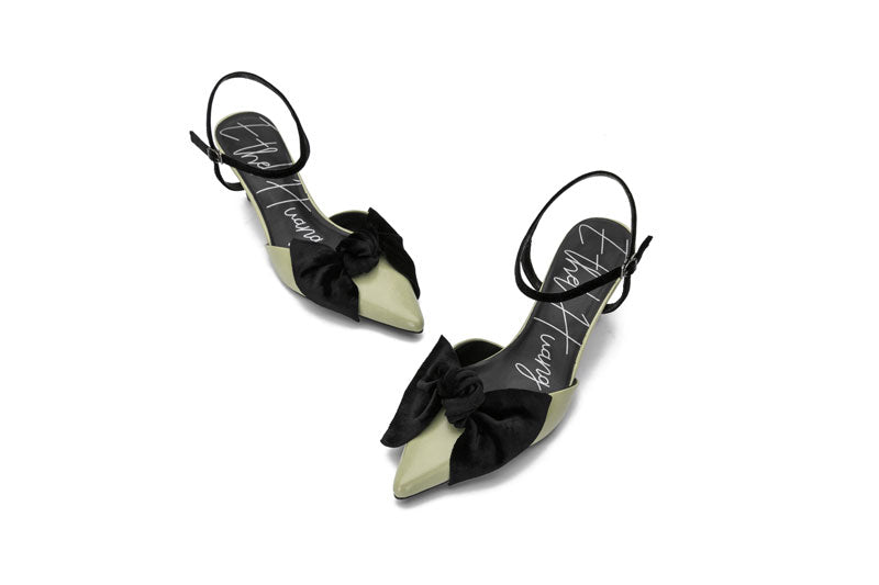 E.H Y-Back Velvet Bow Heel