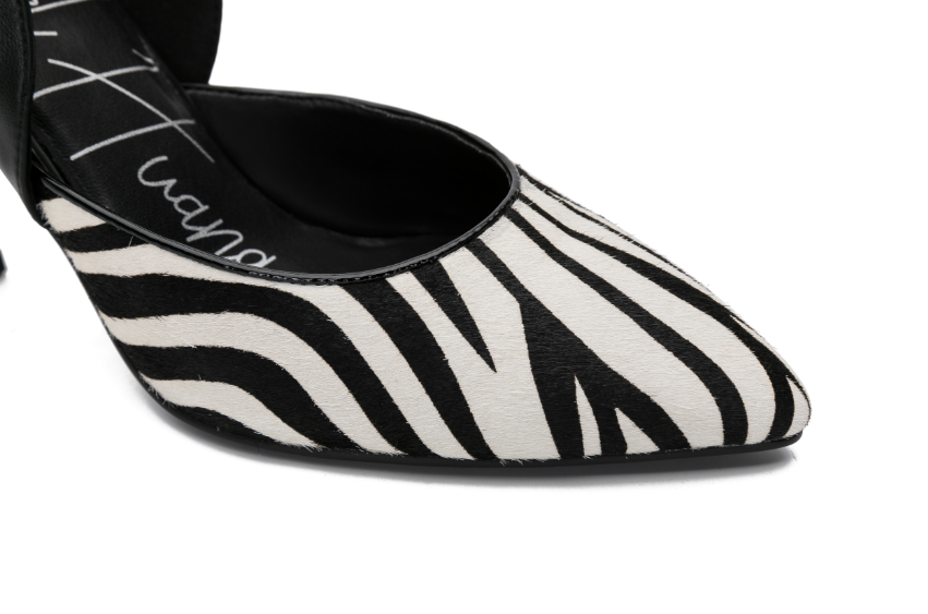 E.H Zebra Fur Pocket Back High Heel