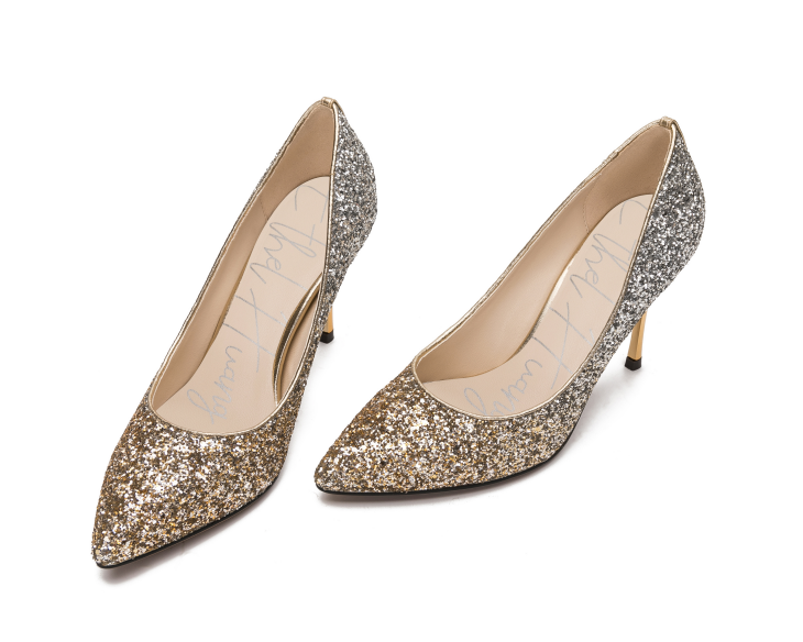 E.H Gold Multi Glitter High Heel