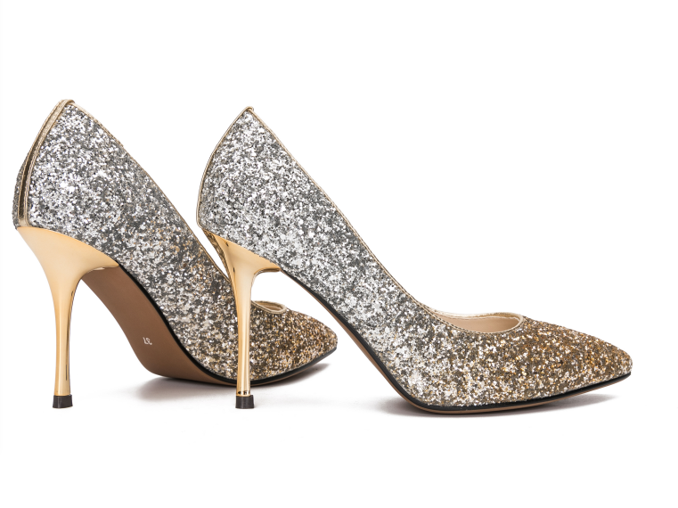 E.H Gold Multi Glitter High Heel