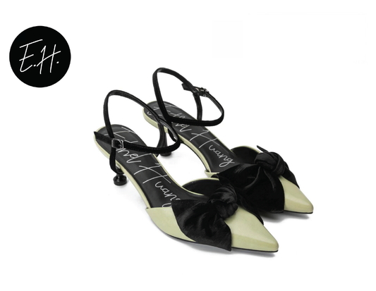 E.H Y-Back Velvet Bow Heel